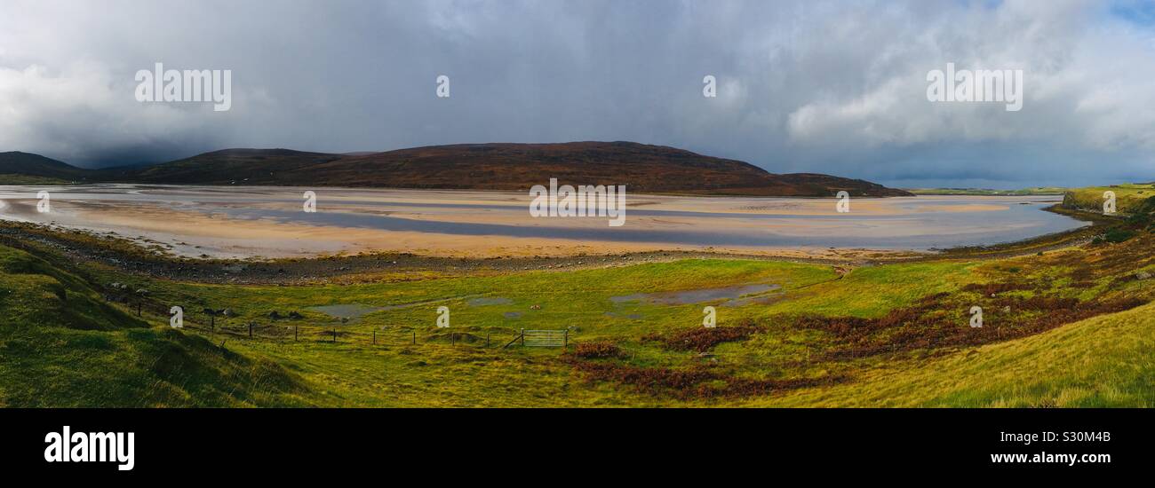 Panoramic view of the Kyle of Durness, Sutherland, Scotland Stock Photo