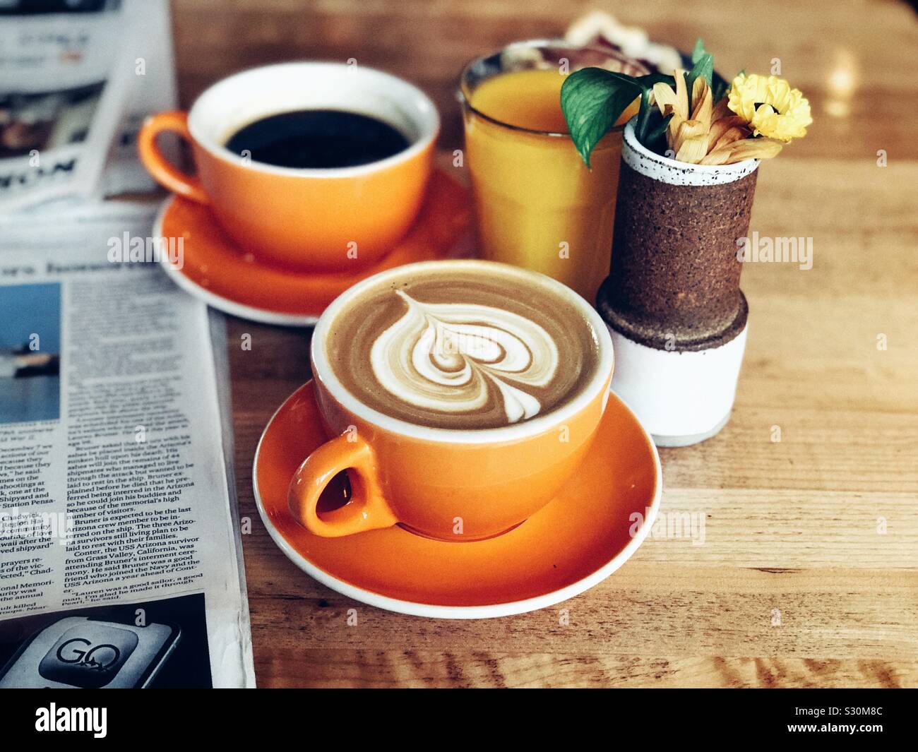 Foam heart on top of vegan latte - Smartphone Captured Stock Image