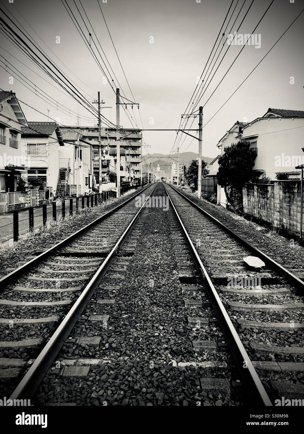 Streetcar railway in Ichijoji, Kyoto, Eizan electric railway - Smartphone Captured Stock Image
