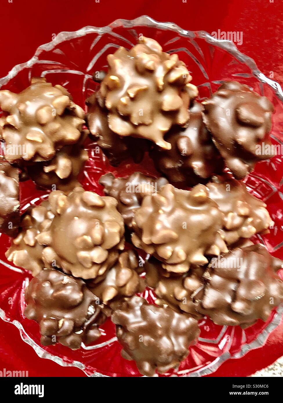 Delicious chocolates with hazelnuts and filled with liqueur Stock Photo