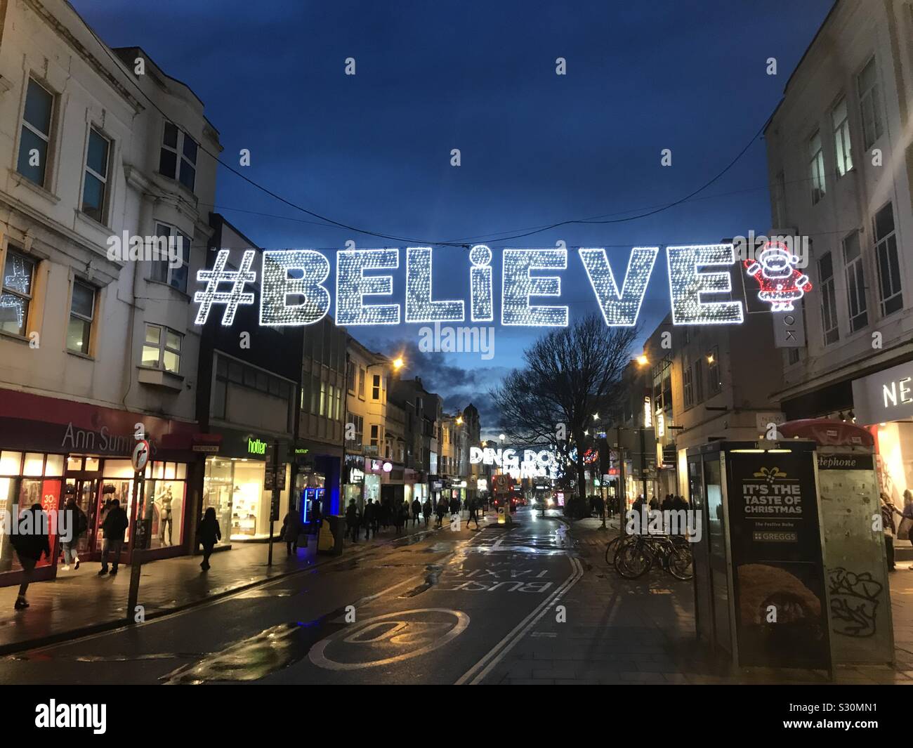 Christmas lights on West Street, Brighton Stock Photo Alamy