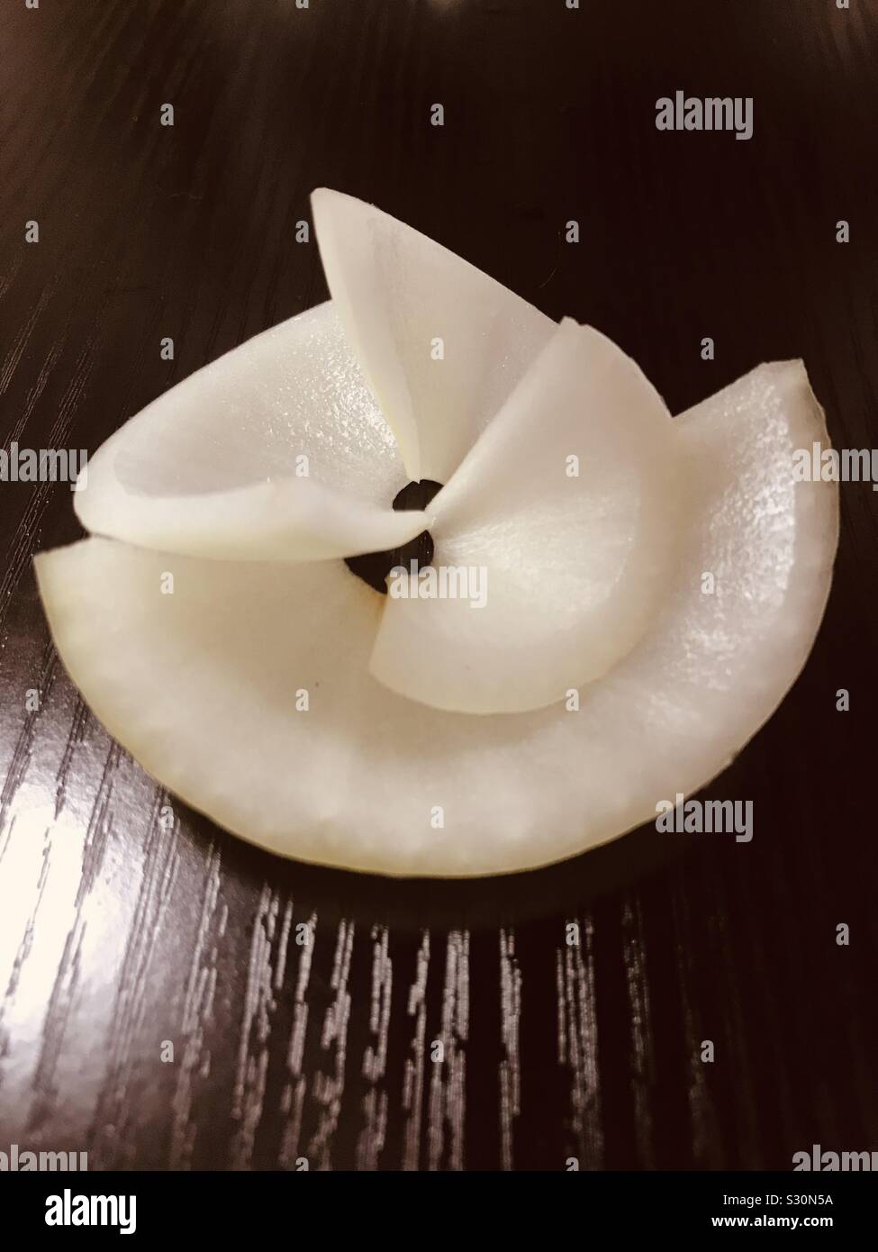 Diced white onion on a laminated board Stock Photo Alamy