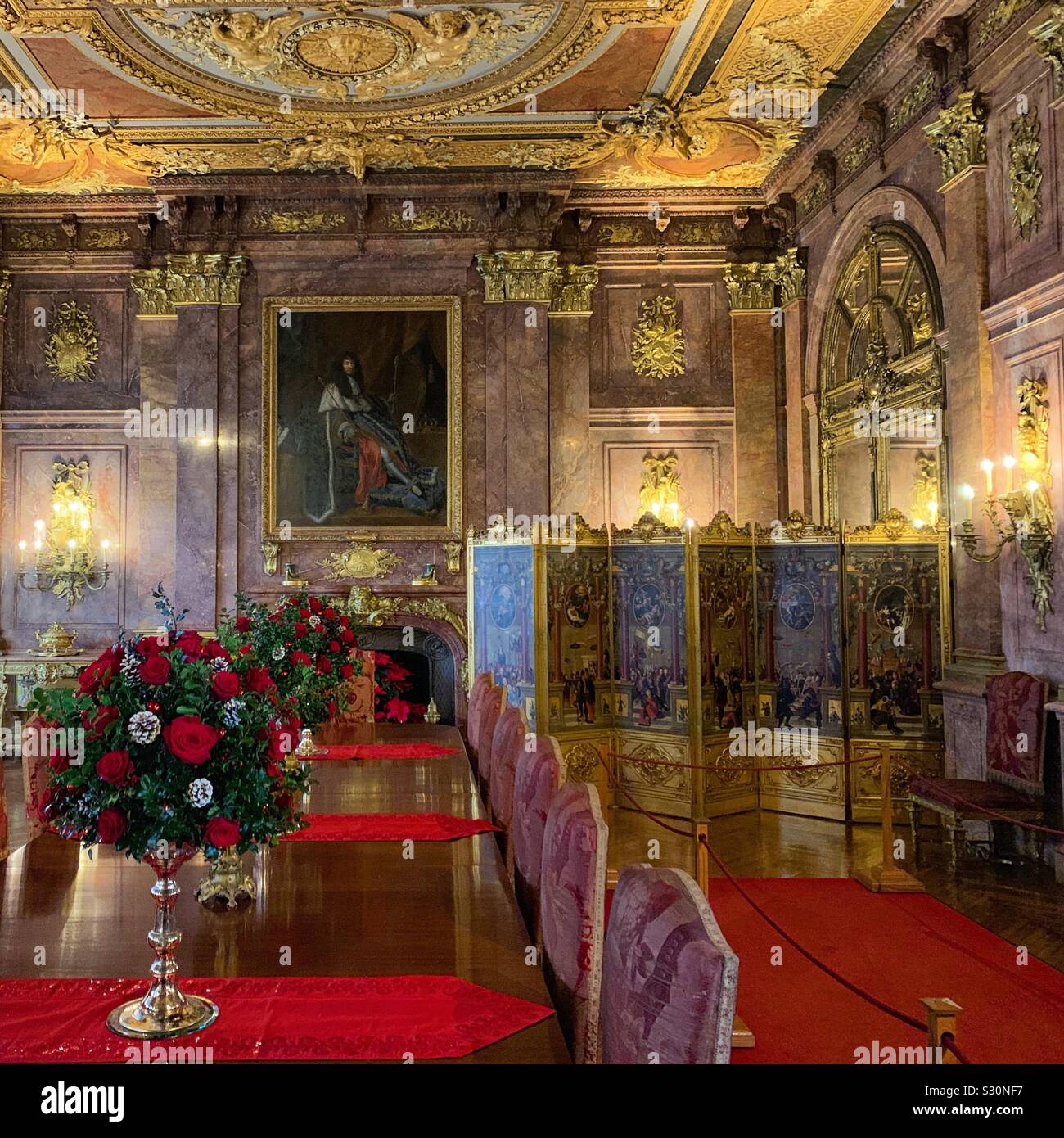 Dining room, Marble House, Newport, Rhode Island, United States - Smartphone Captured Stock Image