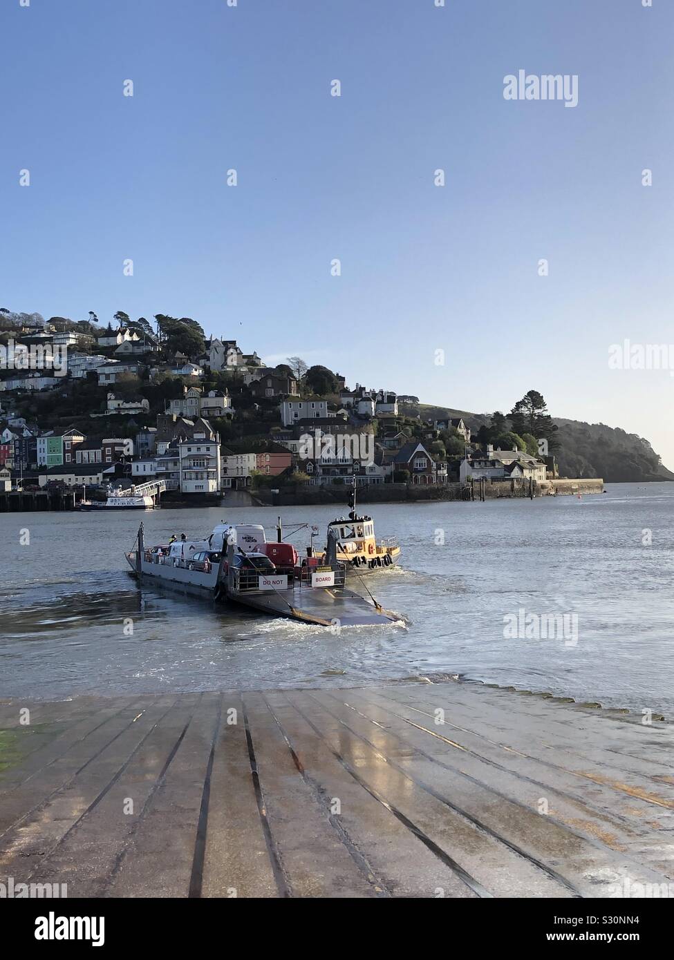 Dartmouth to Kingswear lower ferry on the River Dart; Devon UK - Smartphone Captured Stock Image