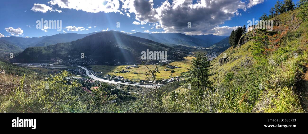 Panoramic view of beautiful Bhutan. - Smartphone Captured Stock Image