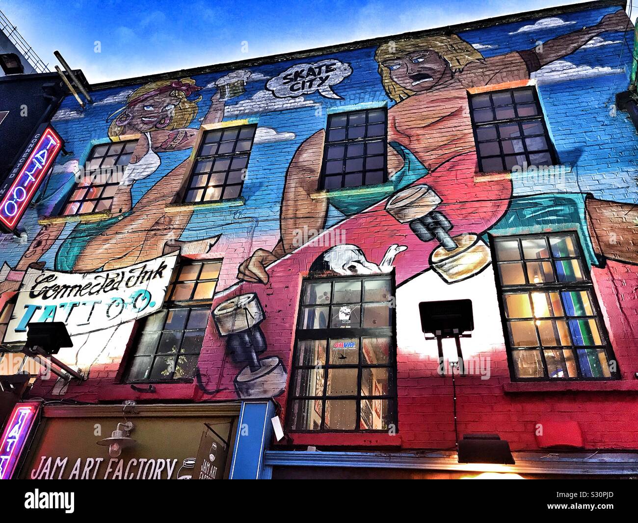 Artwork on Building in the Temple Bar Area in Dublin, Ireland - Smartphone Captured Stock Image