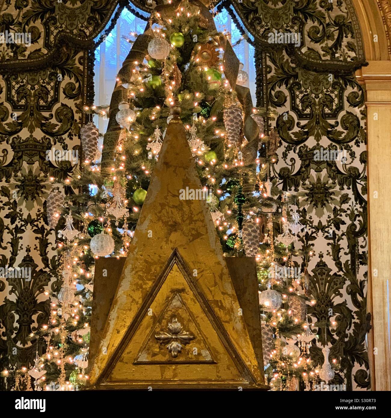 Opulent interior decor at Marble House, Newport, Rhode Island, United States - Smartphone Captured Stock Image