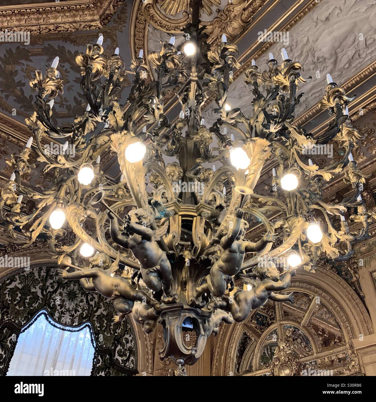 A chandelier at Marble House, Newport, Rhode Island, United States - Smartphone Captured Stock Image