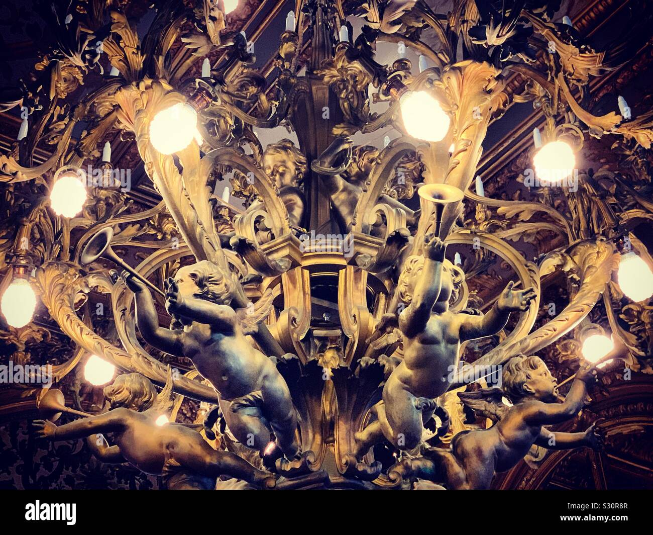A chandelier at Marble House, Newport, Rhode Island, United States - Smartphone Captured Stock Image