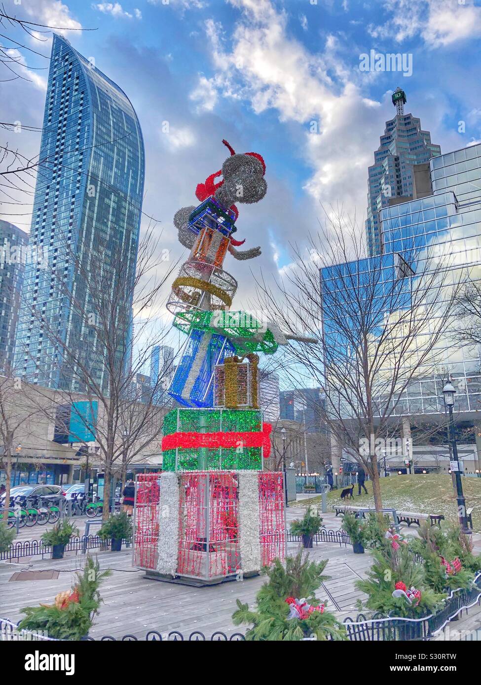 Christmas decorations in Downtown Toronto Stock Photo Alamy Christmas decorations in Downtown Toronto Stock Photo Alamy