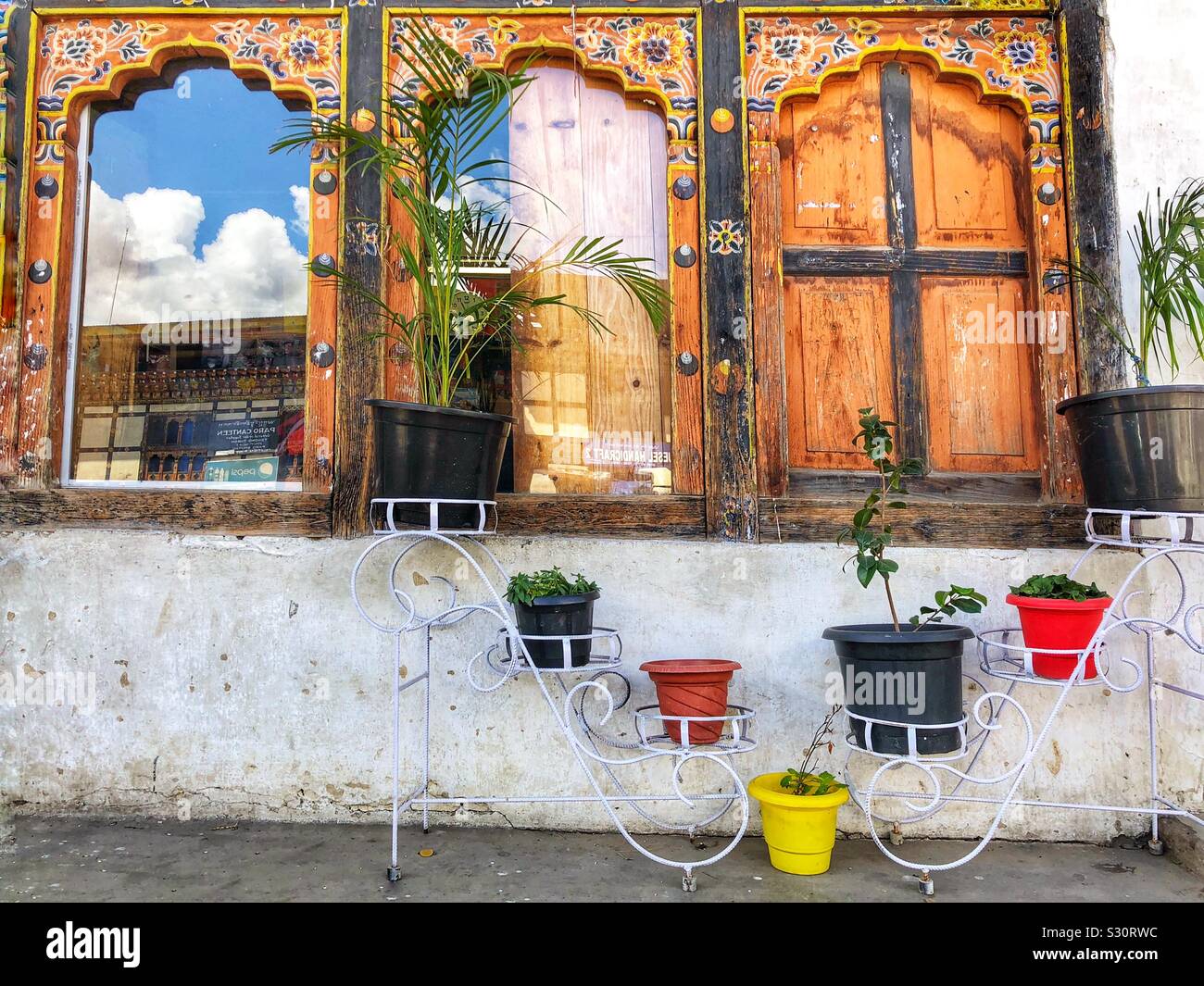 Building exterior in Paro, Bhutan. - Smartphone Captured Stock Image