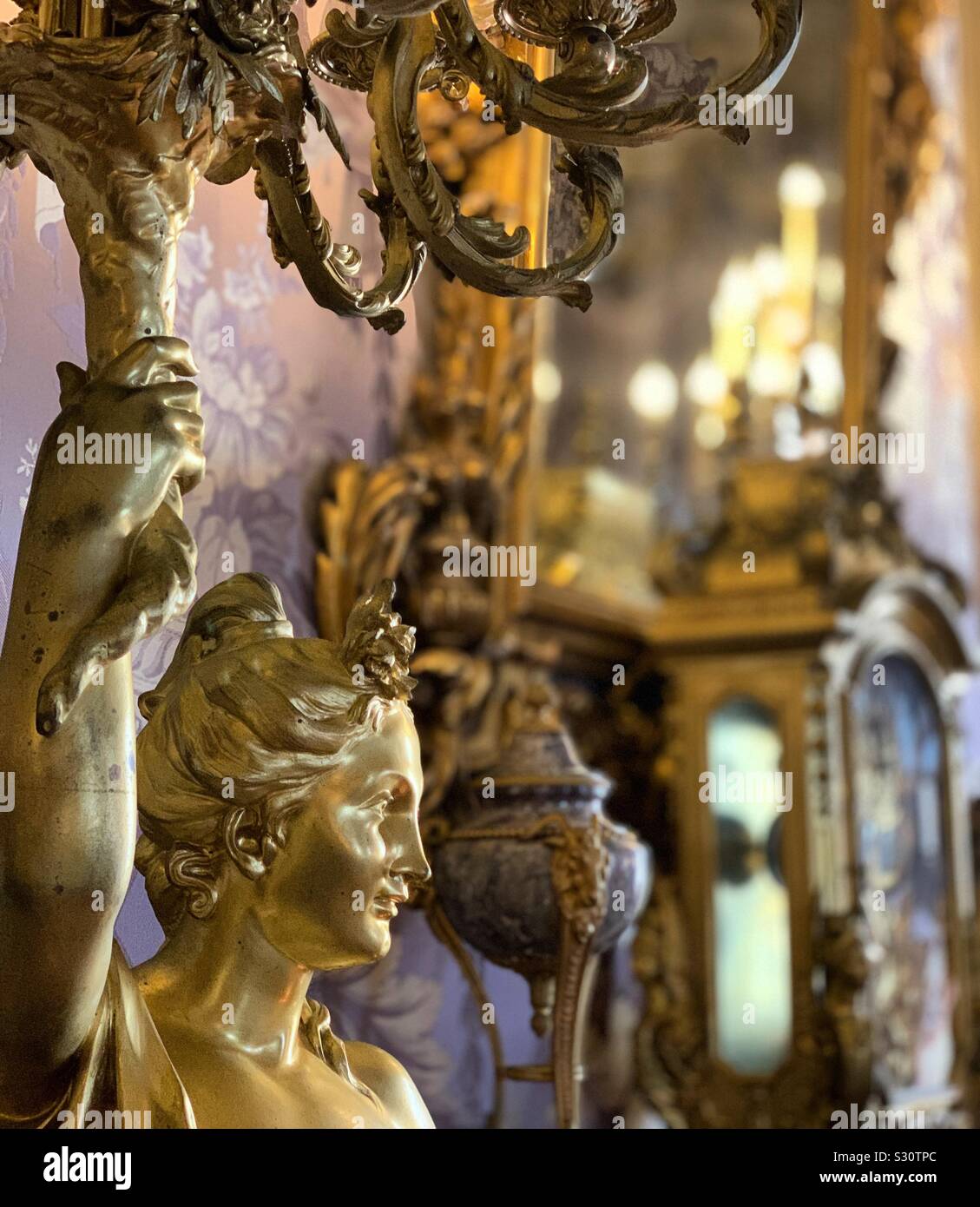 Details in a bedroom at Marble House, Newport, Rhode Island, United States - Smartphone Captured Stock Image