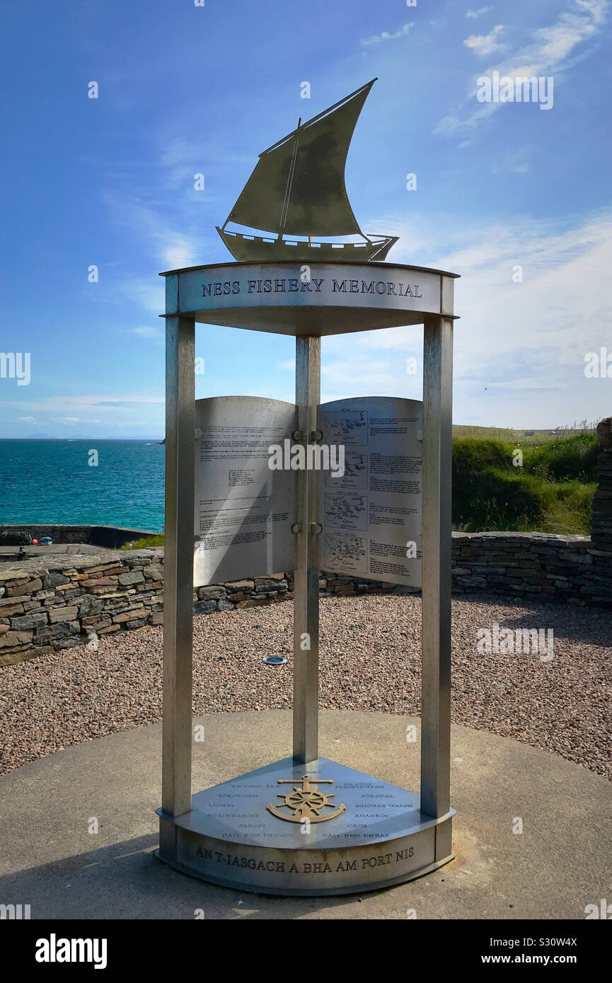 Ness Fishery Memorial at Port Nis, Isle of Lewis, Scotland. - Smartphone Captured Stock Image