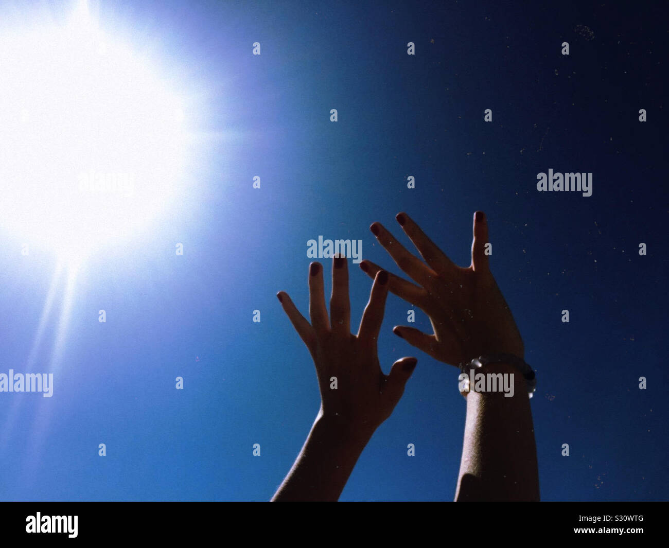 Hands Raised To The Sky Stock Photo Alamy