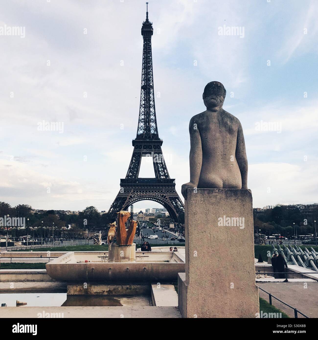 Eiffel Tower as seen from Trocadero in Paris - Smartphone Captured Stock Image