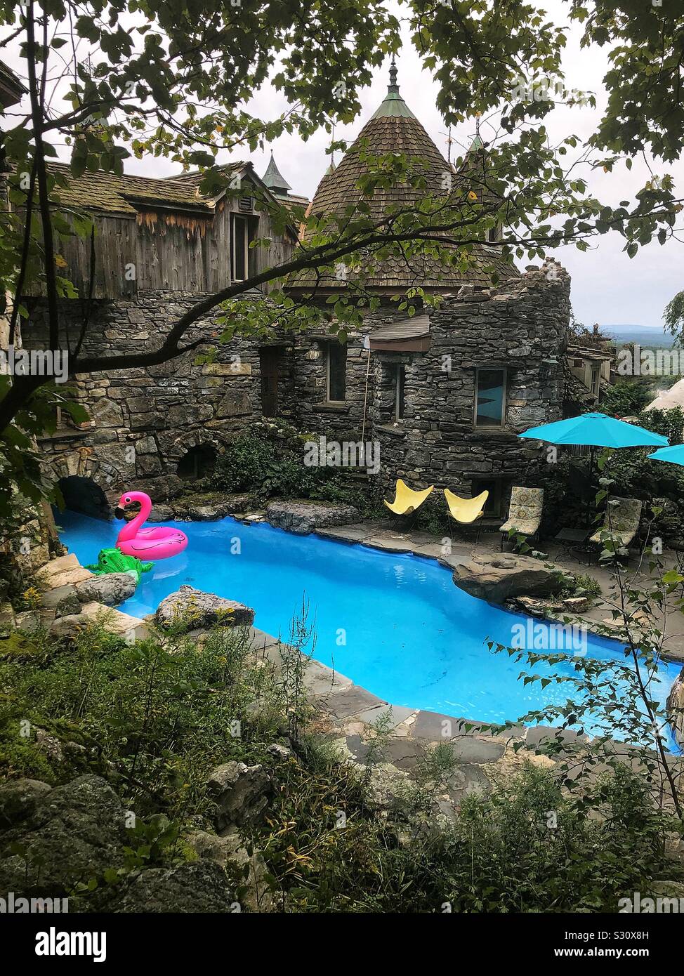 Magical backyard pool at wings castle in millbrook new york hires