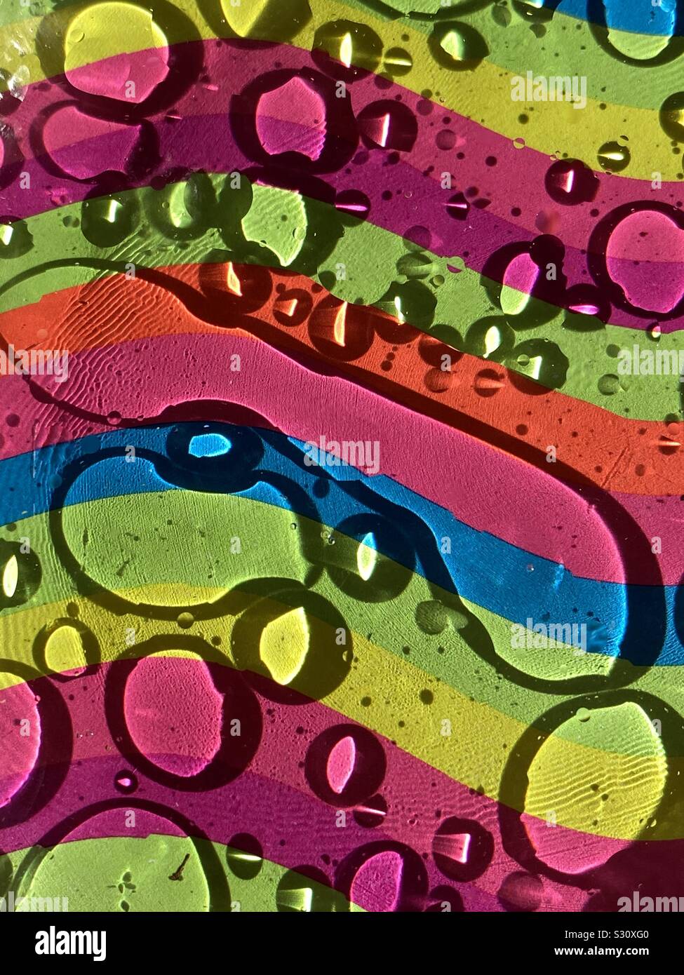 Abstract oil and water on colorful background - Smartphone Captured Stock Image