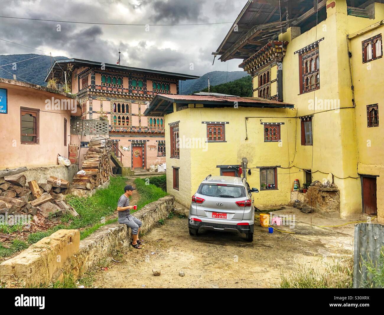A village in Bhutan. - Smartphone Captured Stock Image
