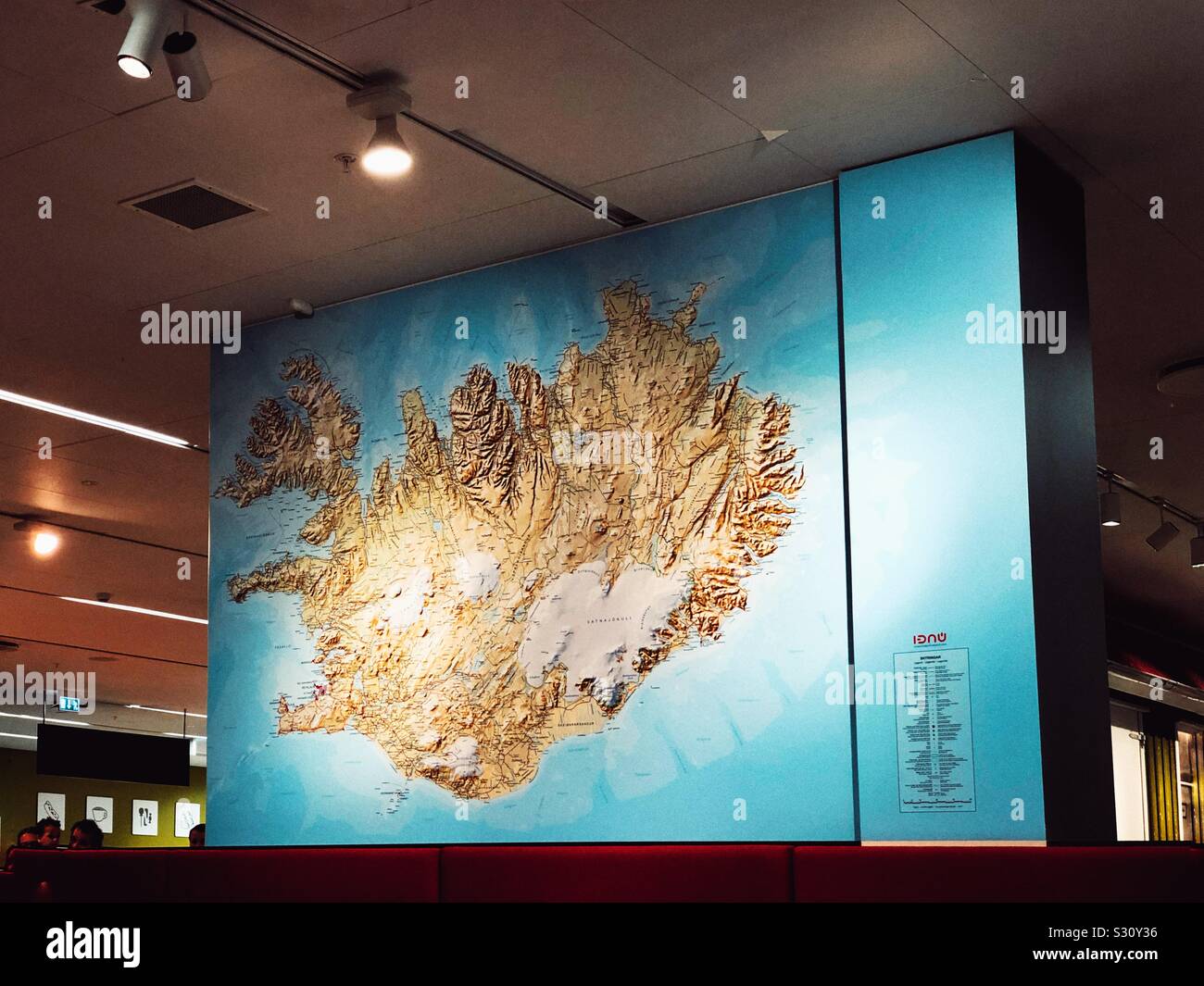 Large relief map of Iceland in Reykjavik airport Stock Photo