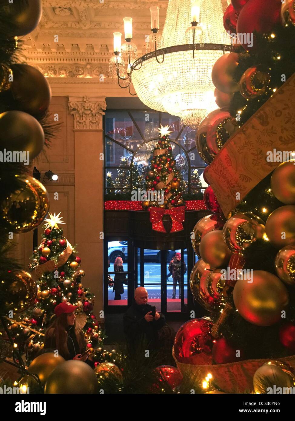 The Peninsula Hotel lobby is festively decorated during the Christmas ...
