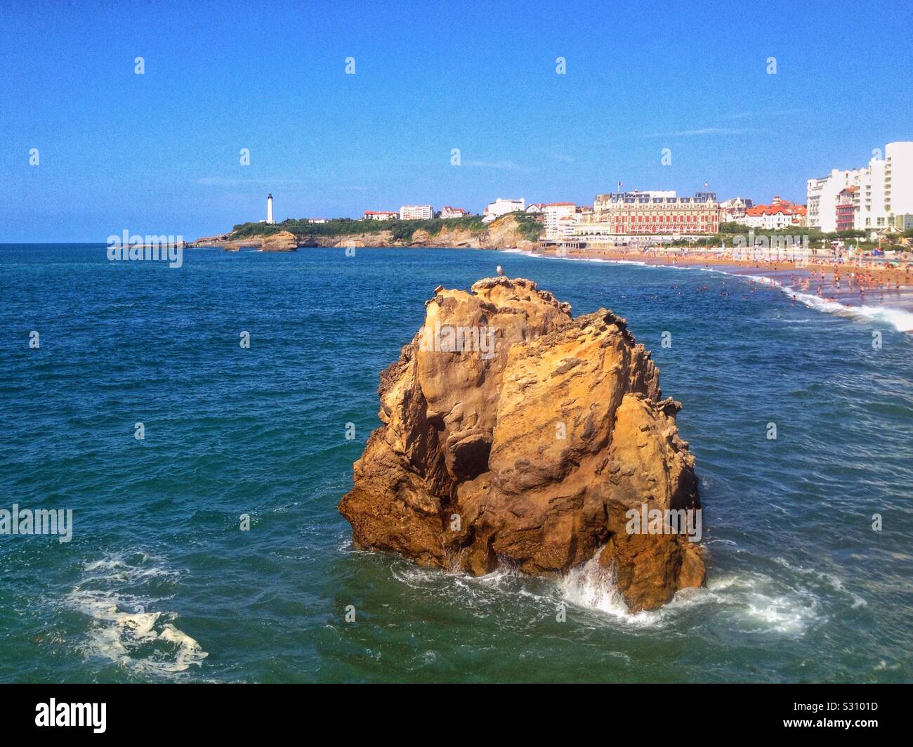 La Grande Plage in Biarritz, Pyrenees-Atlantiques, France - Smartphone Captured Stock Image