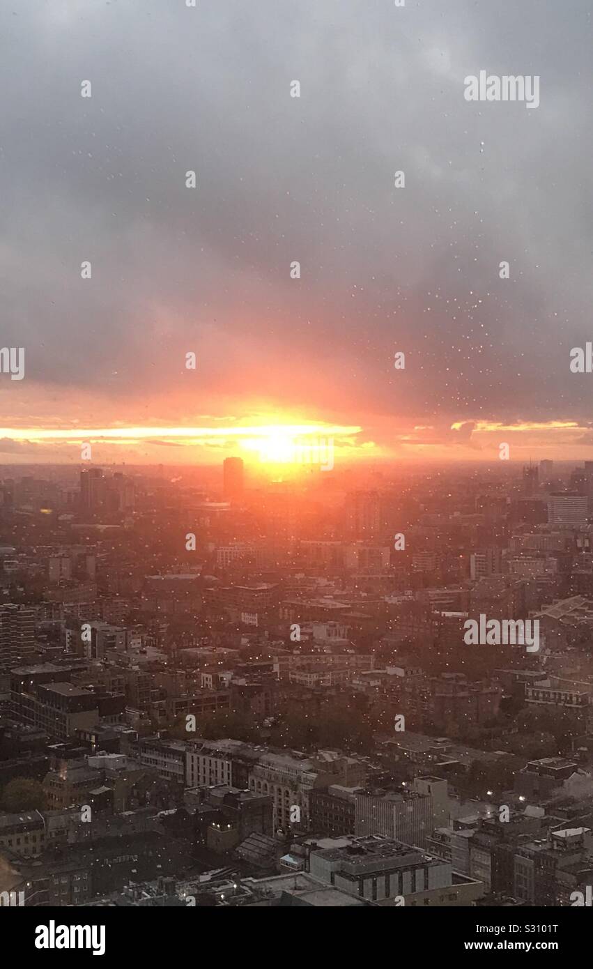Winter sunset over London from the Shard Stock Photo