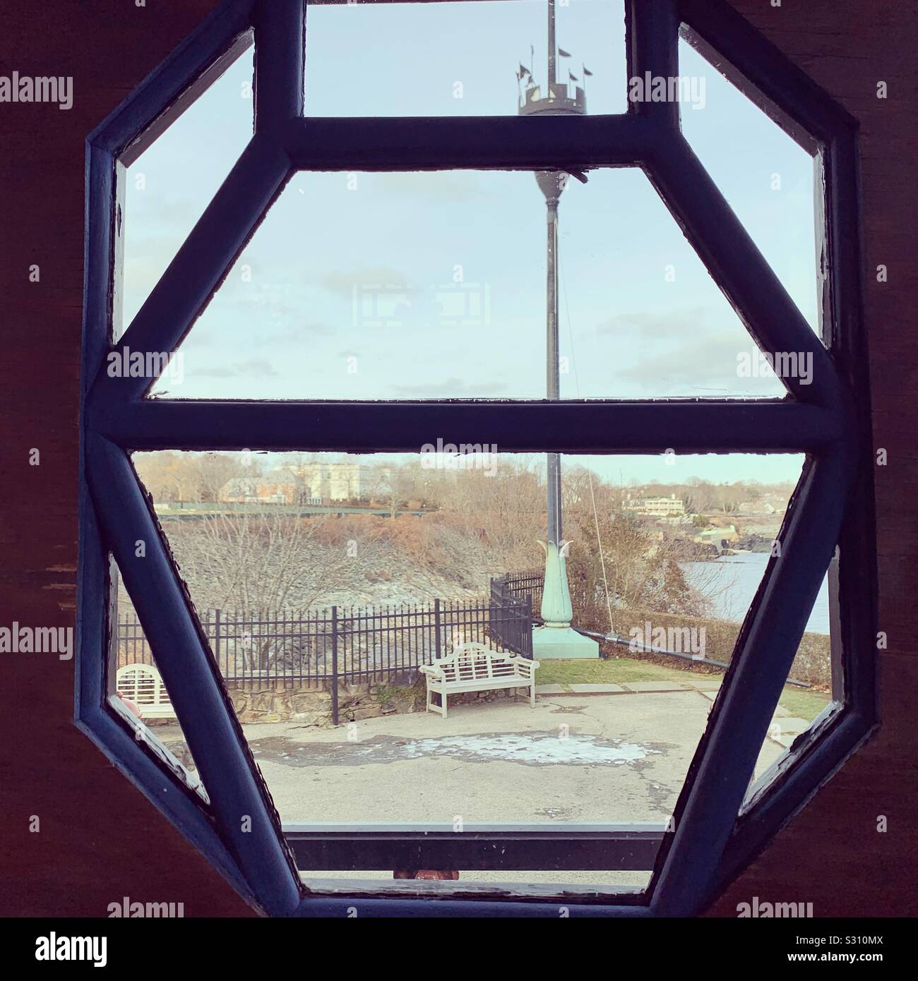 Window at the Chinese Tea House, Marble House, Newport, Rhode Island, United States - Smartphone Captured Stock Image