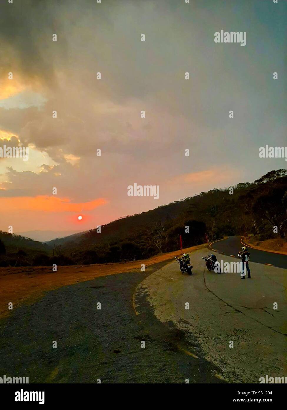 Rb, Visit Australia, bike trip, through Gippsland, Cann River, Cooma, Corryong, traveler, biker. Motorcycles, Australia, tourism, - Smartphone Captured Stock Image