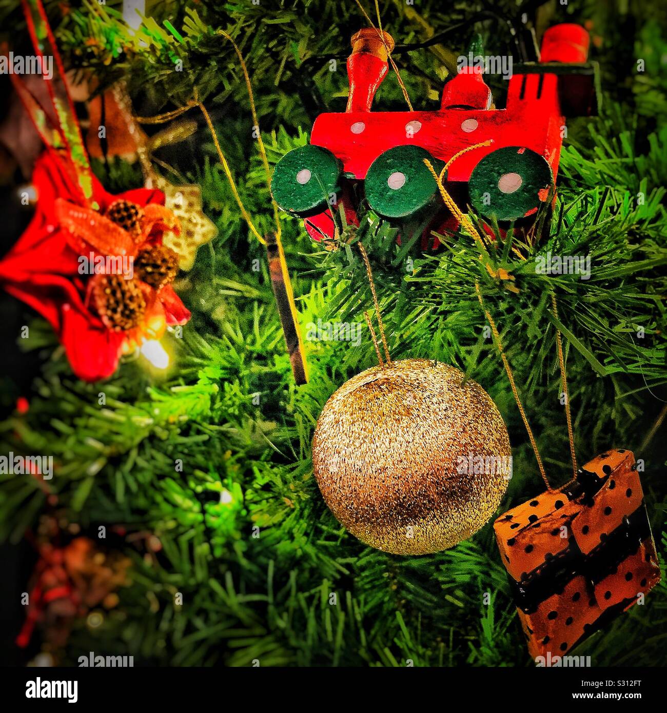 Christmas tree decorations - Smartphone Captured Stock Image