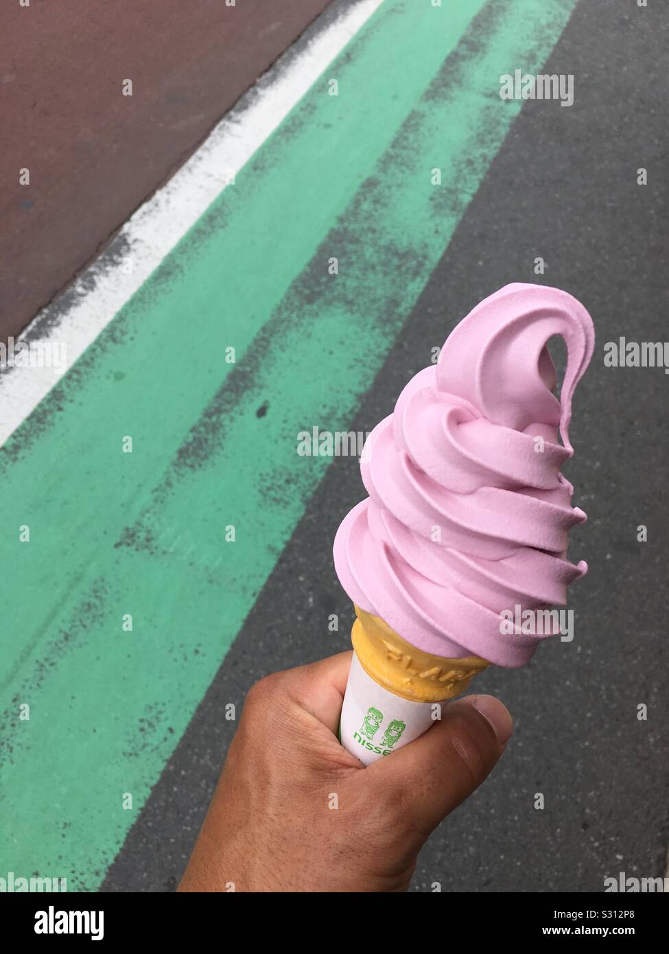 Japanese soft serve ice cream cone. Stock Photo