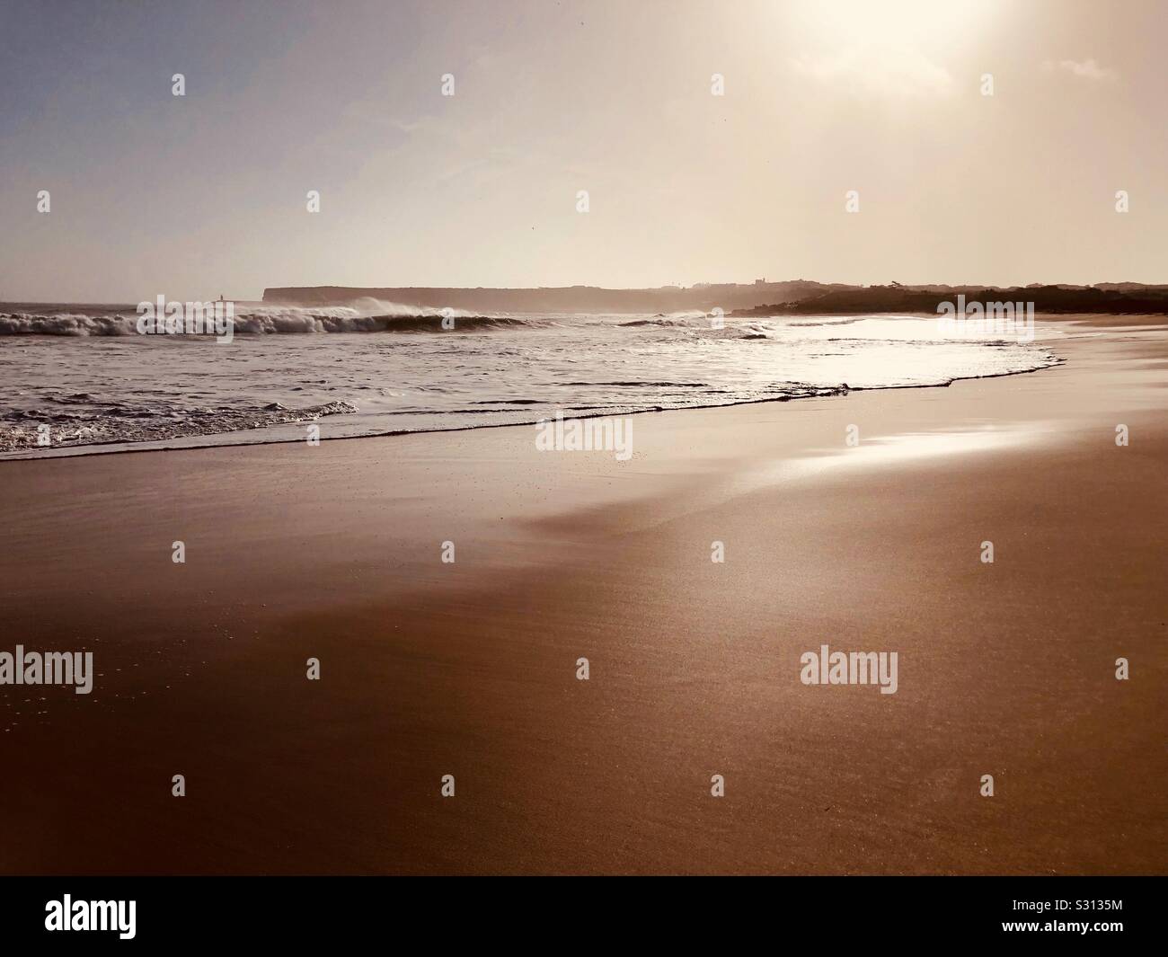 Empty beach in winter Stock Photo