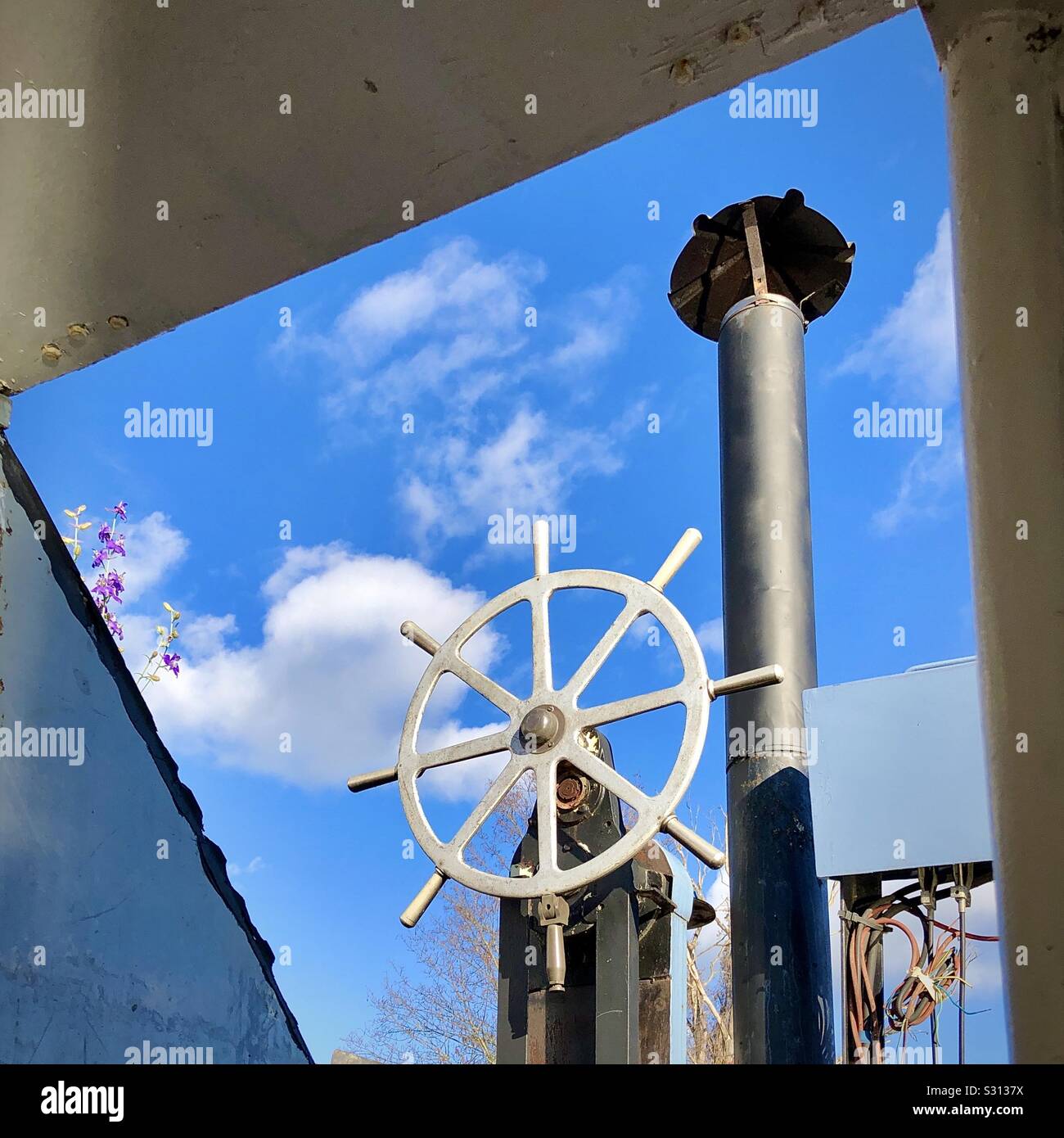 View from the wheelhouse of a barge on the river Seine, Paris, France. - Smartphone Captured Stock Image