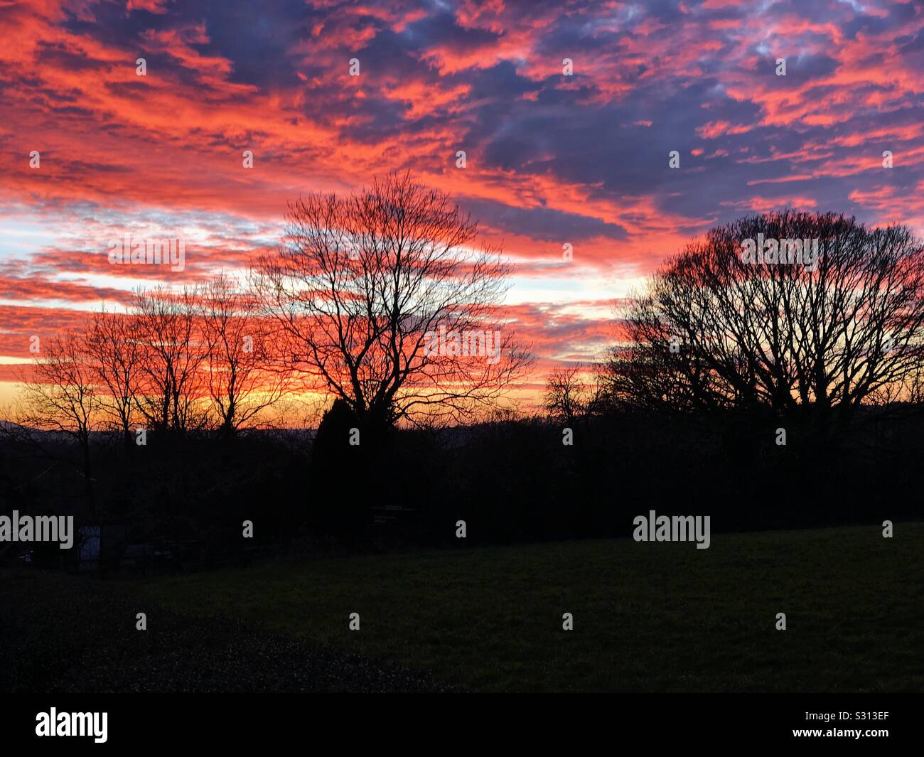 Sunset winter skies, Bridgnorth, Shropshire - Smartphone Captured Stock Image