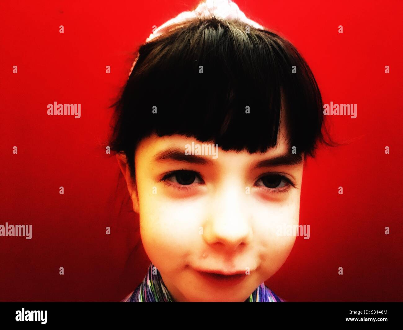 7-year old girl - Smartphone Captured Stock Image