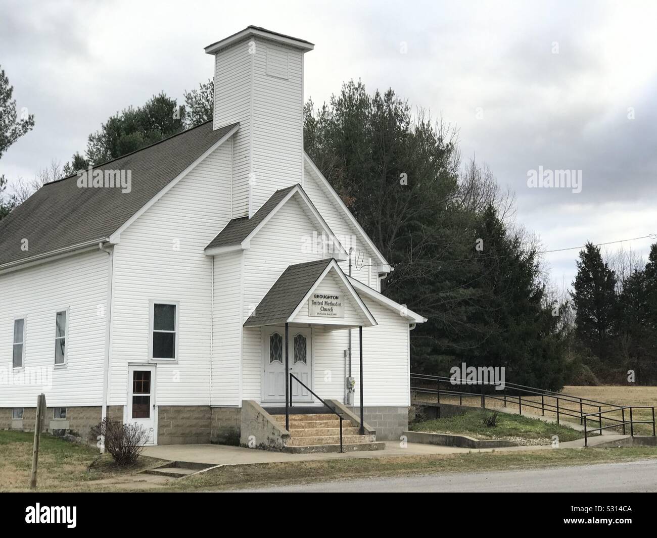 Small church in a small town in the middle of no where. Methodist church in Broughton, Illinois Stock Photo