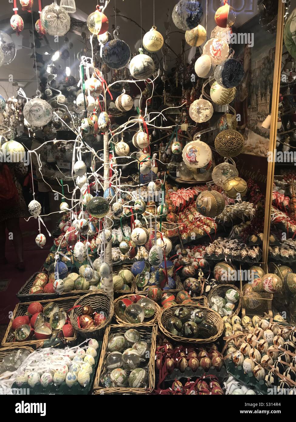An assortment of Christmas decorations in Salzburg, Austria - Smartphone Captured Stock Image
