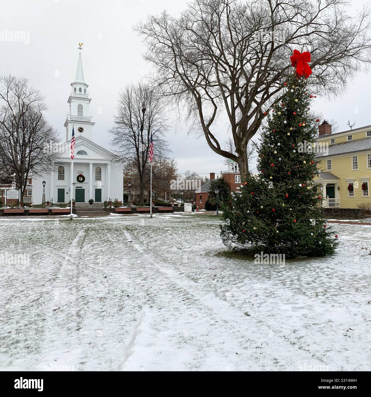 Christmas tree, Storrowtown Village, Eastern States Exposition, West Springfield, Massachusetts, United States - Smartphone Captured Stock Image