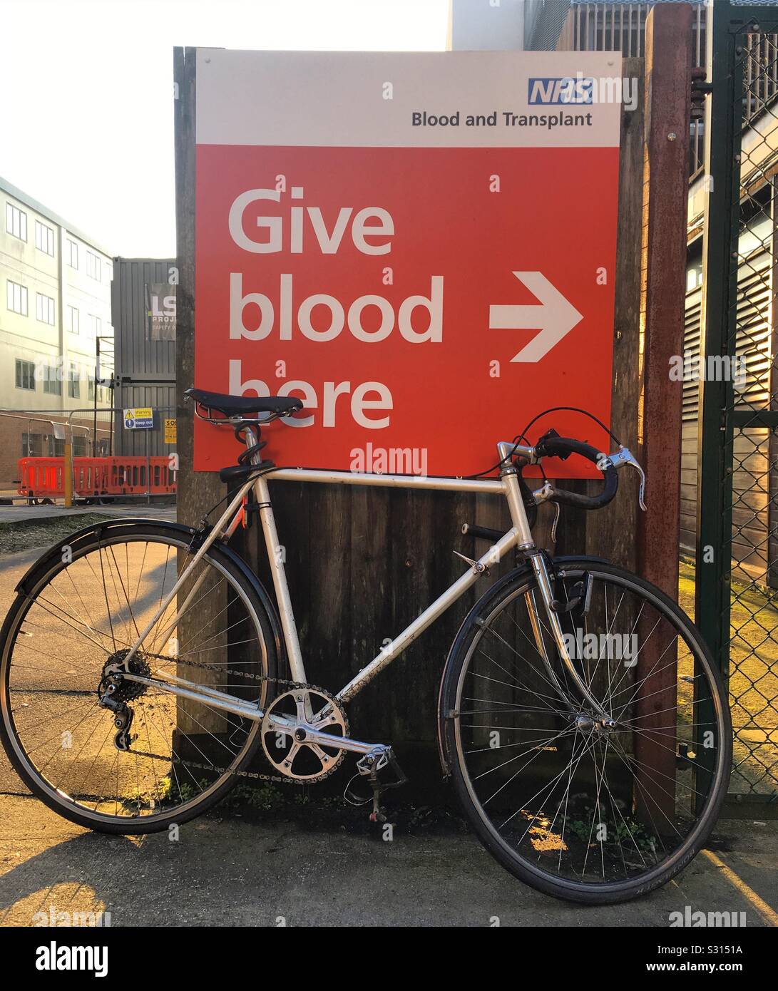 Giving blood, by bike! Stock Photo