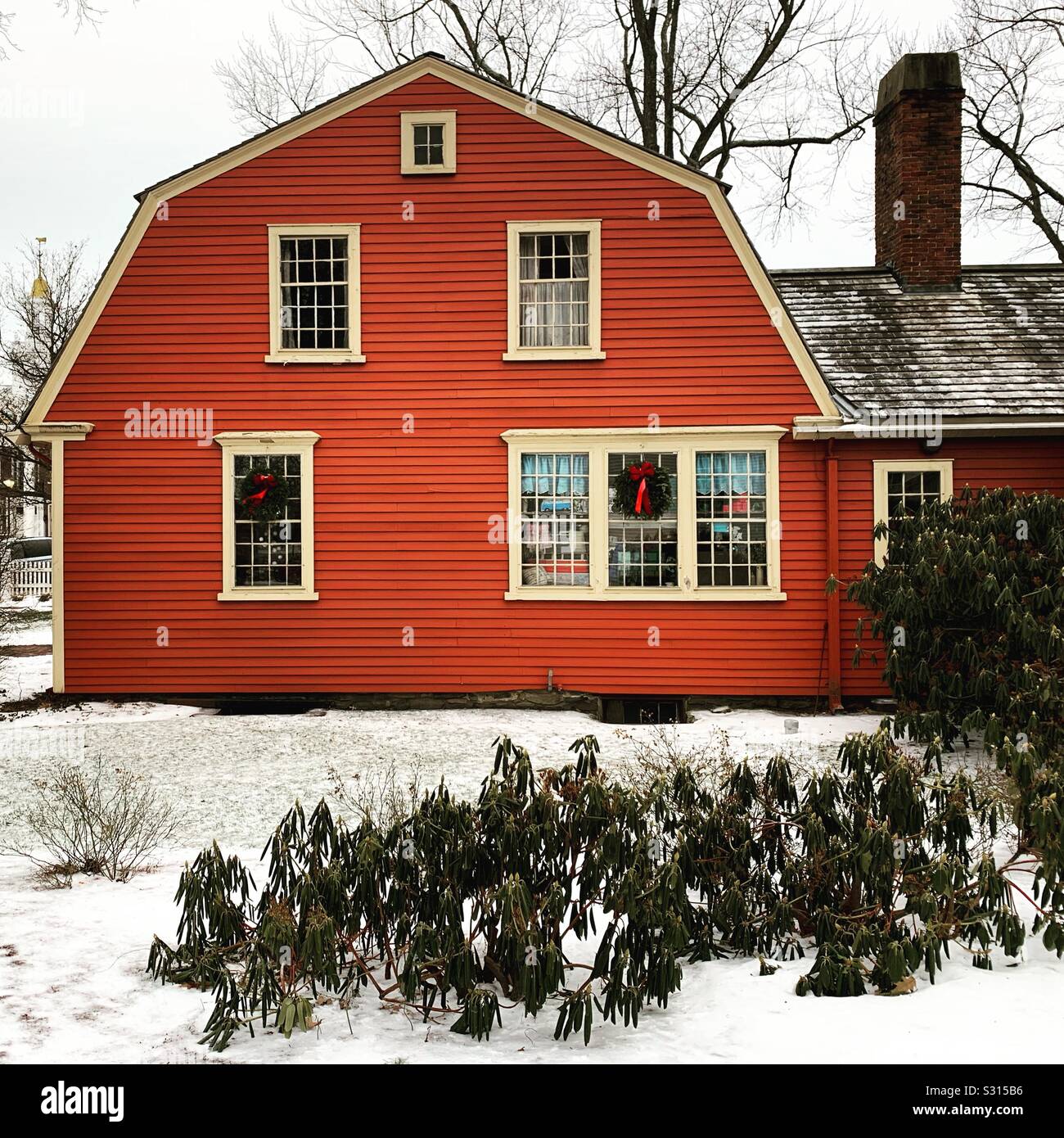 A building at Storrowtown Village, Eastern States Exposition, West Springfield, Massachusetts, USA. The Village is comprised of historic buildings relocated from various New England towns. - Smartphone Captured Stock Image