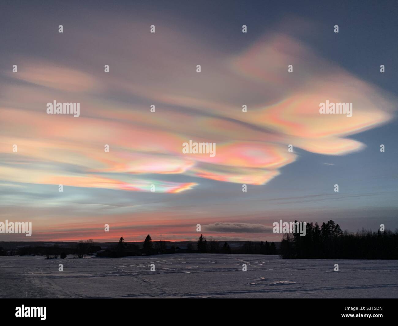 Polar Stratospheric Clouds Sweden - Smartphone Captured Stock Image