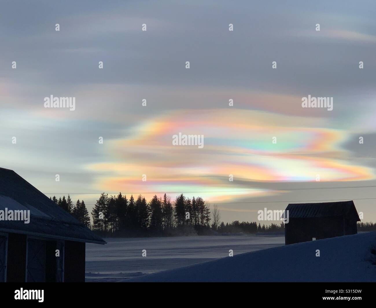 Polar Stratospheric Clouds Sweden - Smartphone Captured Stock Image