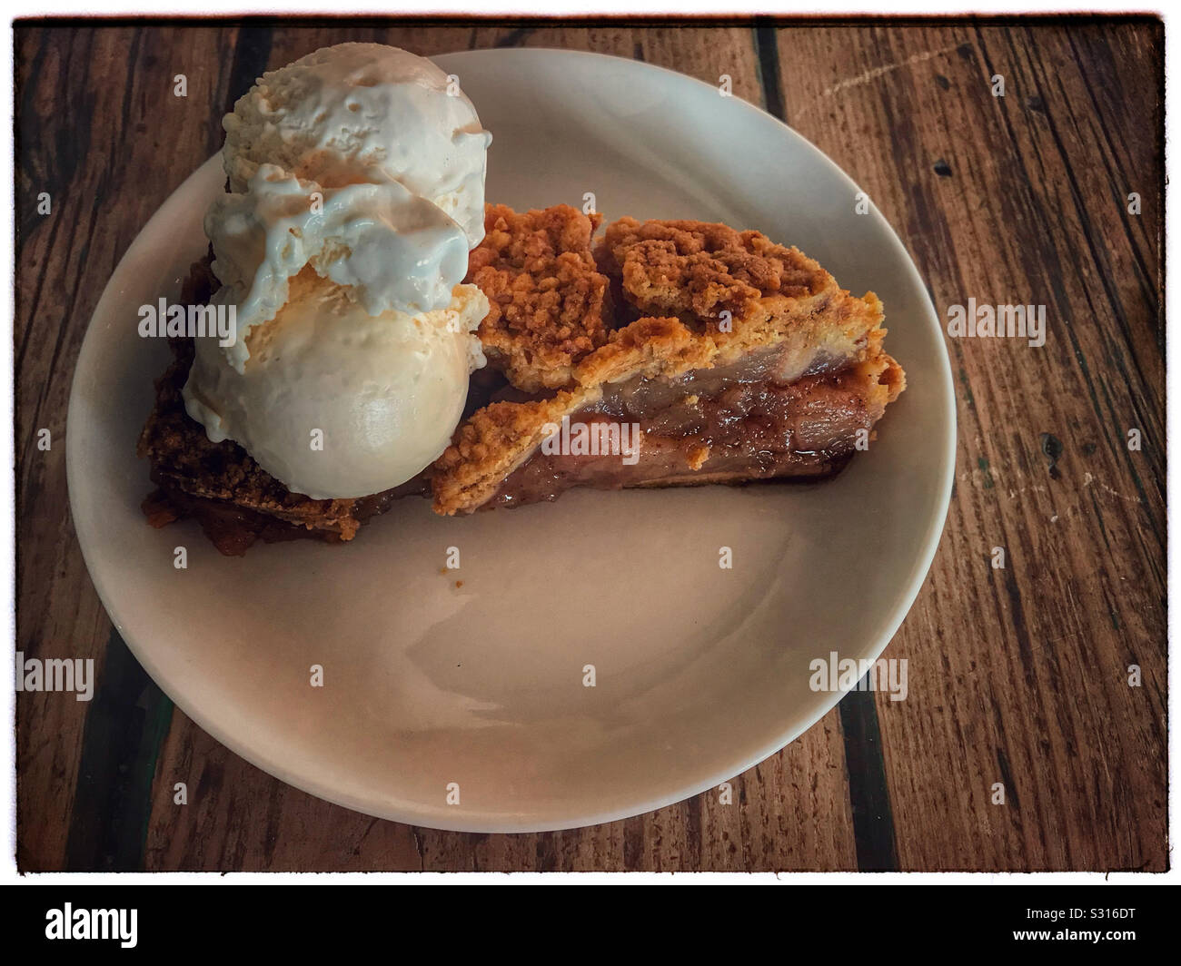 Apple Pie and ice cream. Stock Photo