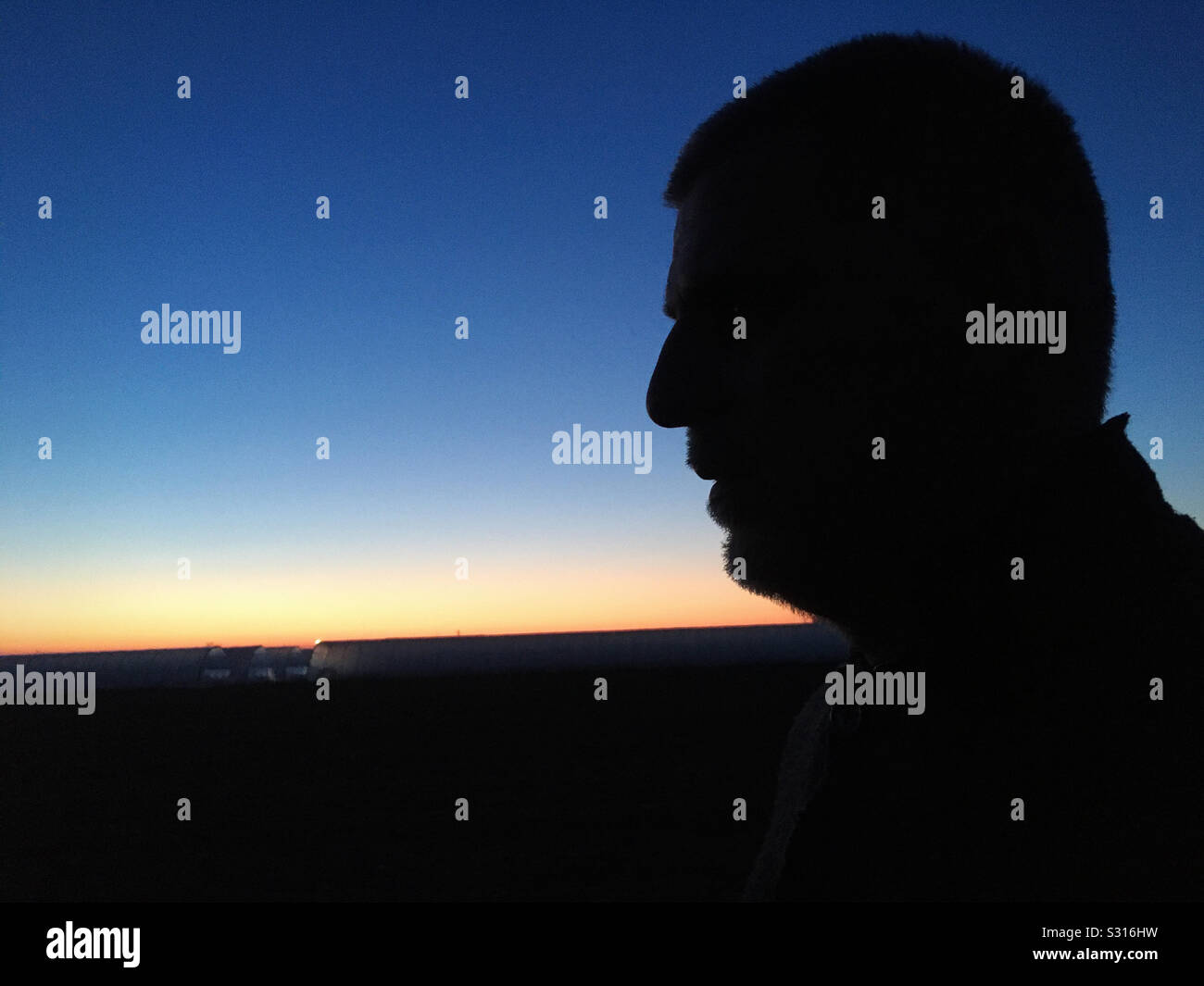 Man intothe sunset Stock Photo