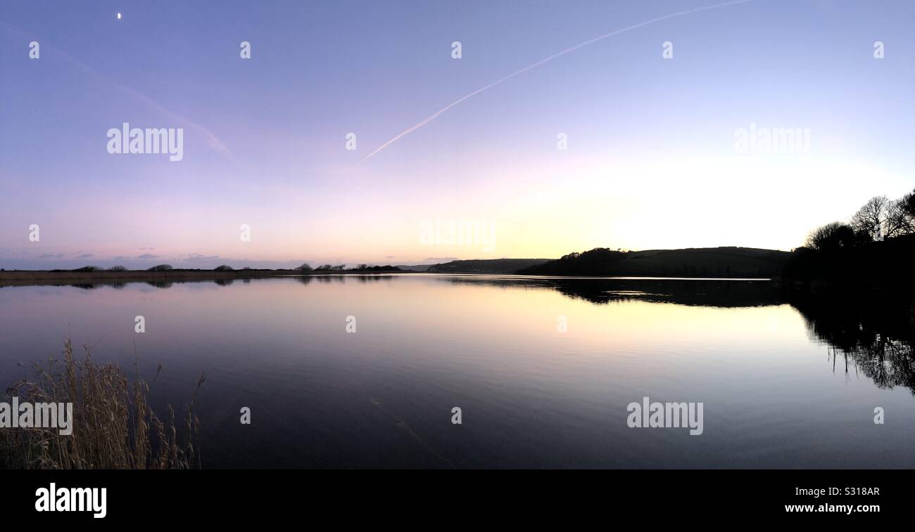 Slapton Ley - a winter sunset - Smartphone Captured Stock Image