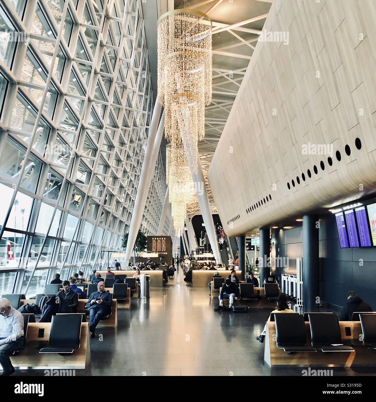 Inside view of Zurich Airport, Switzerland, waiting area Stock Photo