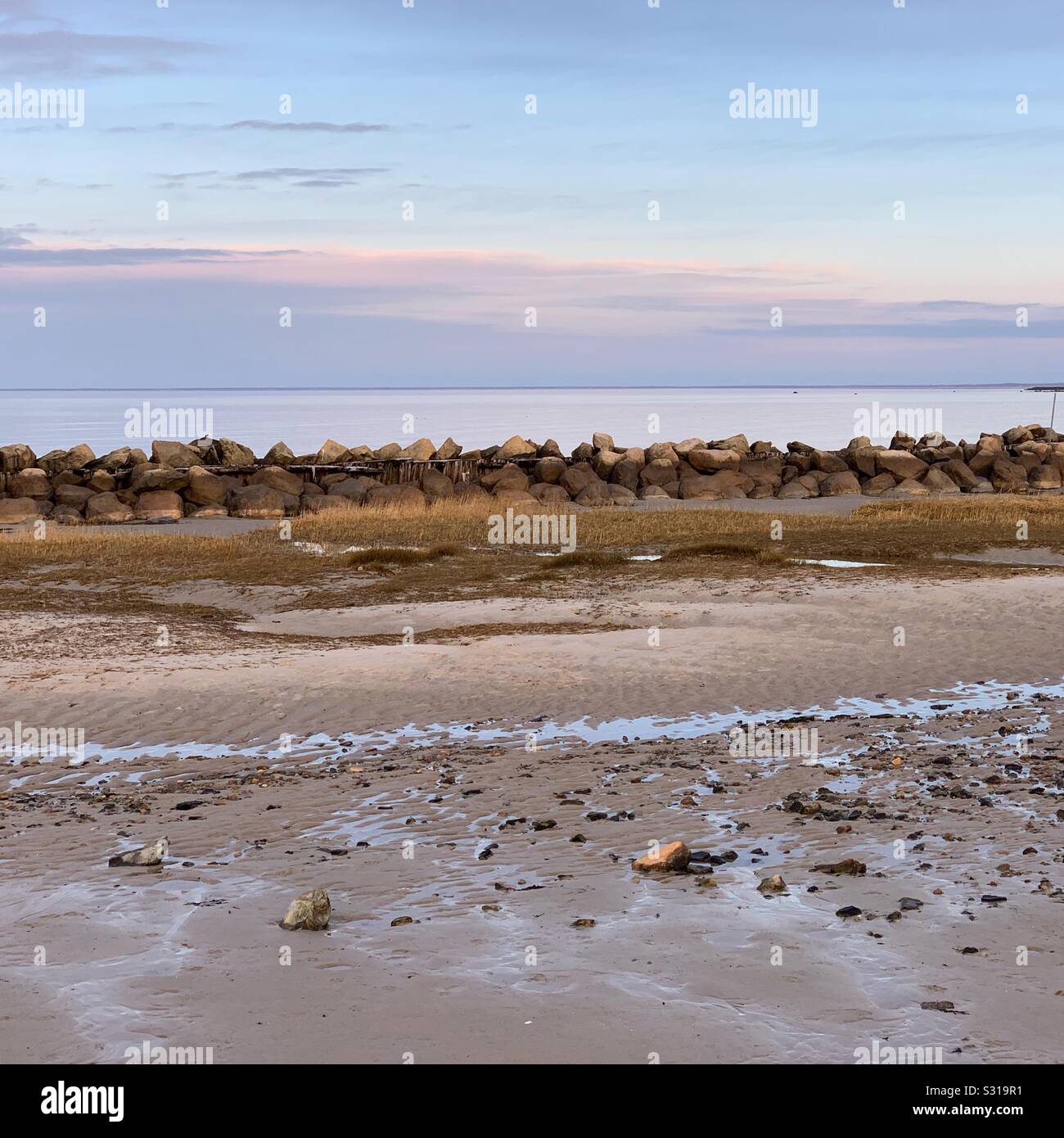 Sunset at Corporation Beach, Dennis, Massachusetts, United States. Stock Photo