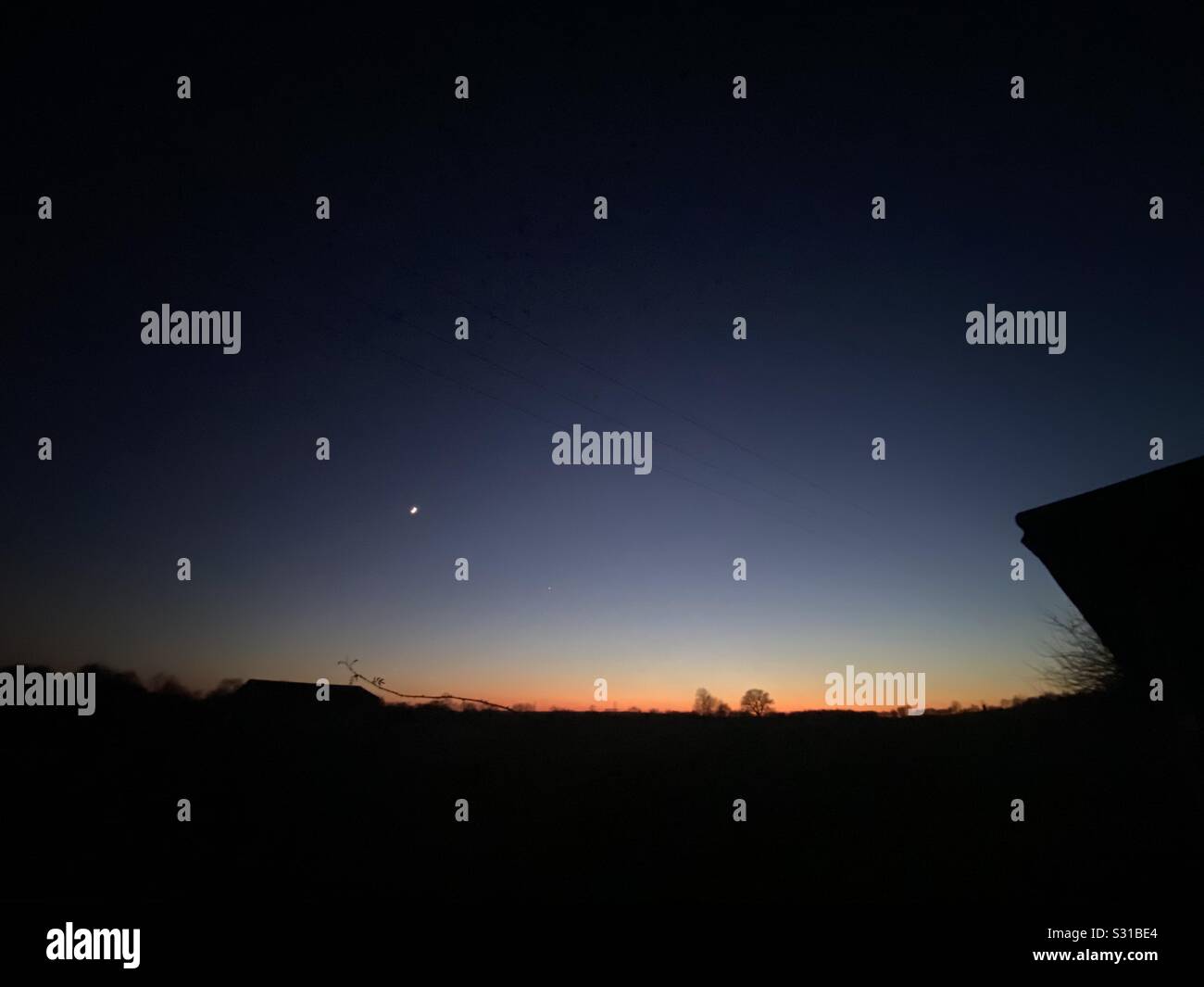 Sunset stars moon evening dusk - Smartphone Captured Stock Image