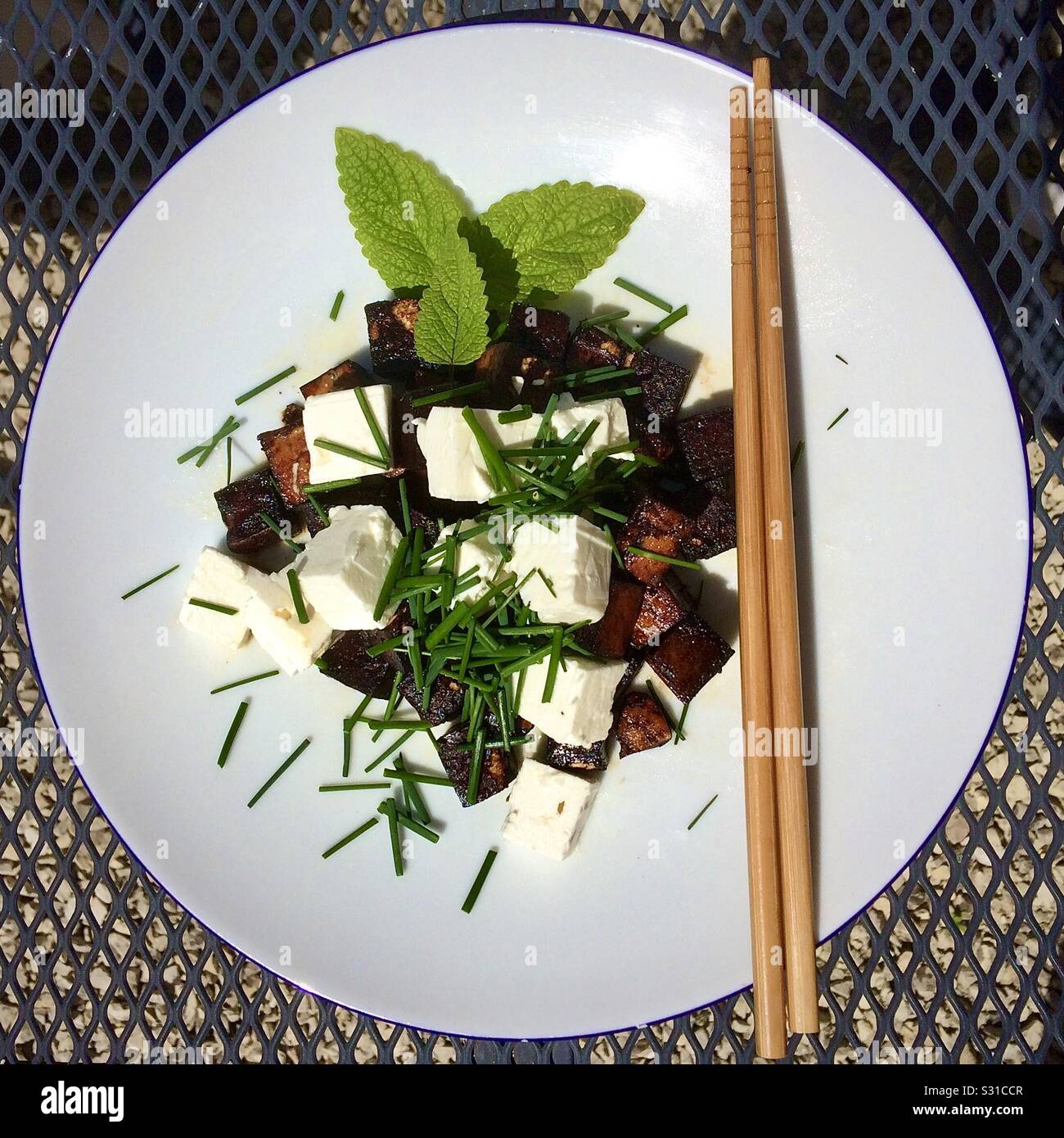 Tofu and feta cheese lunch Stock Photo Alamy