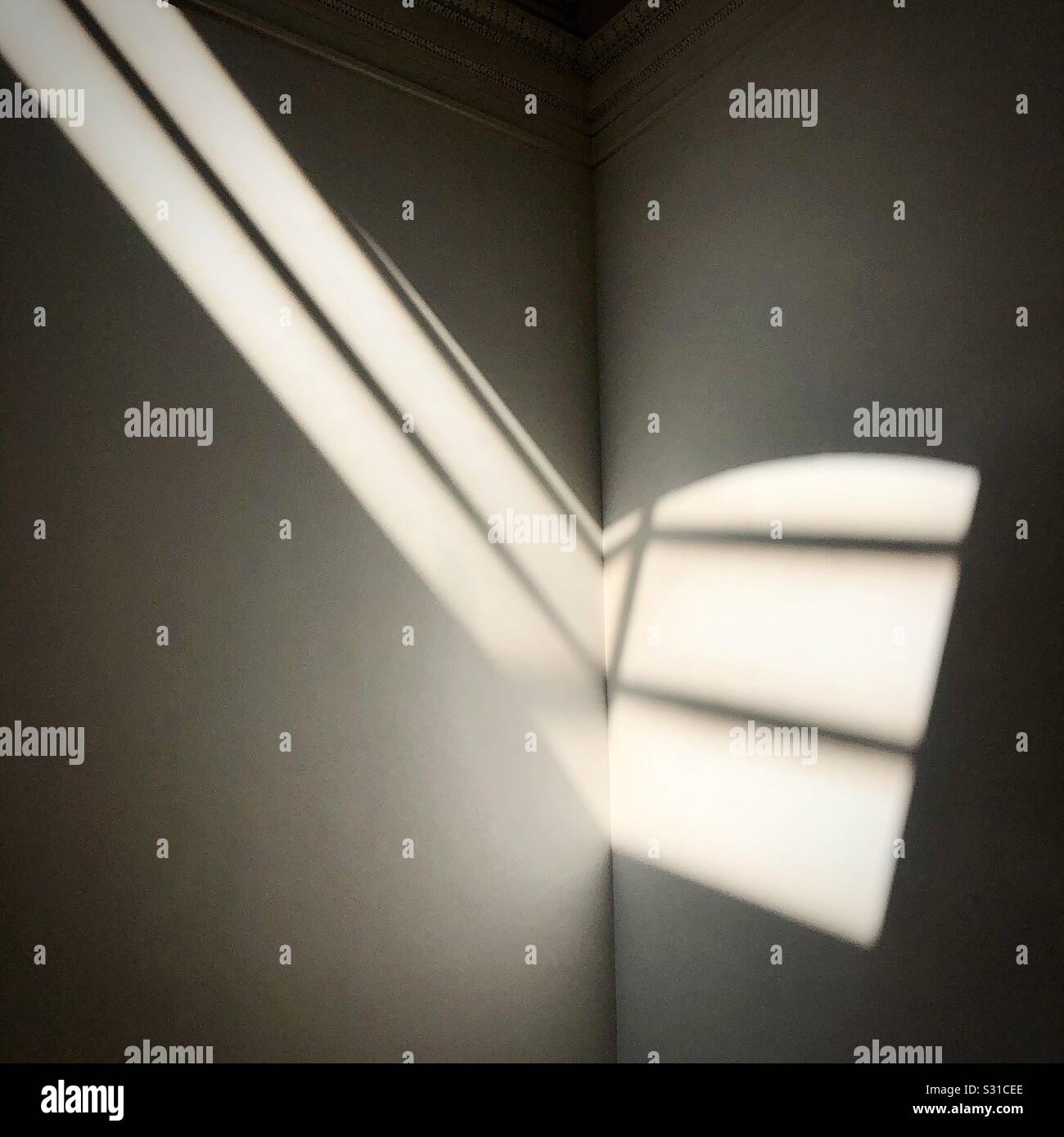 Shaft of sunlight inside the Temple of Theseus, Volksgarten, Vienna, Austria. - Smartphone Captured Stock Image