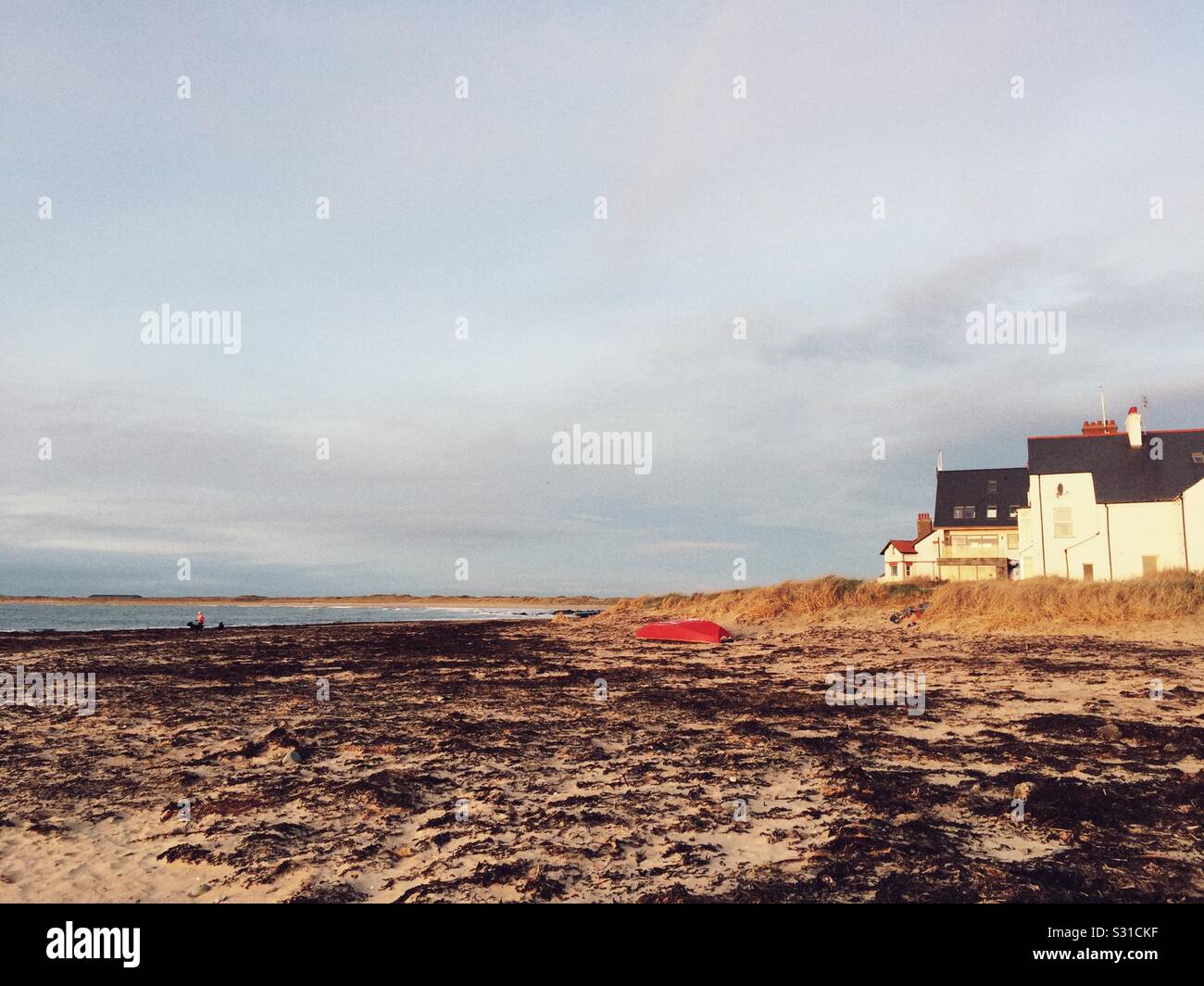 Rhosneigr beach, Anglesey, North Wales, at sunset - Smartphone Captured Stock Image